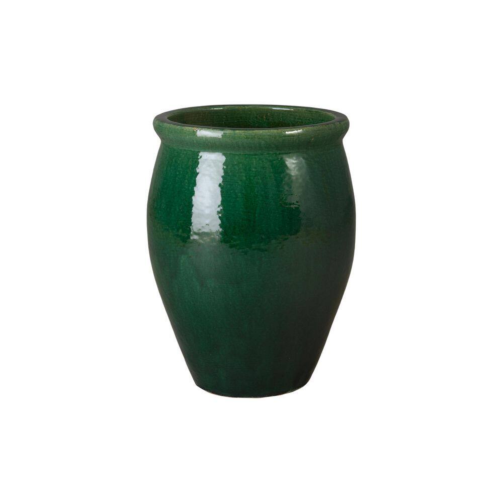 14 in. Quin Blue Ceramic Round Planter (14 in. L x 14 in. W x 19 in. H) High-Fire Treatment with Drainage Hole price history on PriceWatchPro