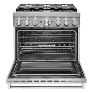 36 in. 5.1 cu. ft. Smart Dual Fuel Range with True Convection and Self- Cleaning in Stainless Steel