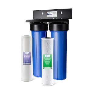 2-Stage Whole House Water Filter System, Reduces Scale, Corrosion, Chlorine, Taste, Odor, Water Descaler in Blue