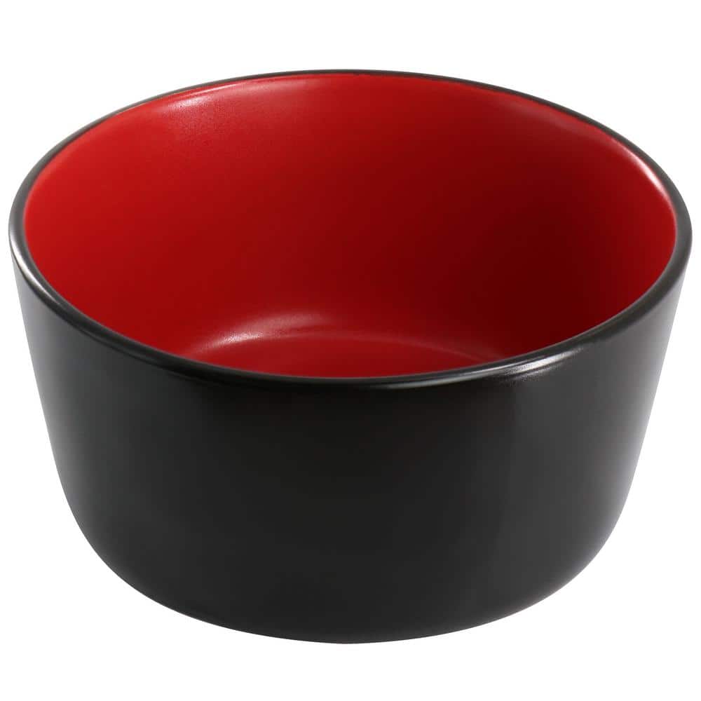 Red and Black Ceramic 16-Piece Dinnerware Set