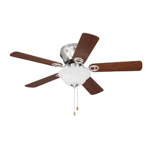 Wyman Bowl Kit 42 in. Hugger Indoor 3-Speed Brushed Polished Nickel Ceiling Fan w/Frosted Glass Bowl Light Kit Included