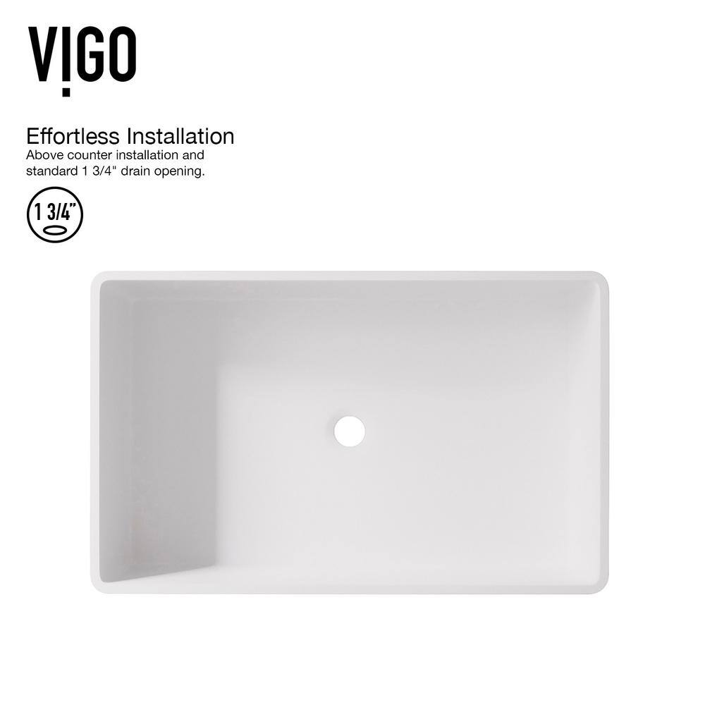 Eco-Friendly White Stone Rectangular Vessel Sink with Modern Faucet