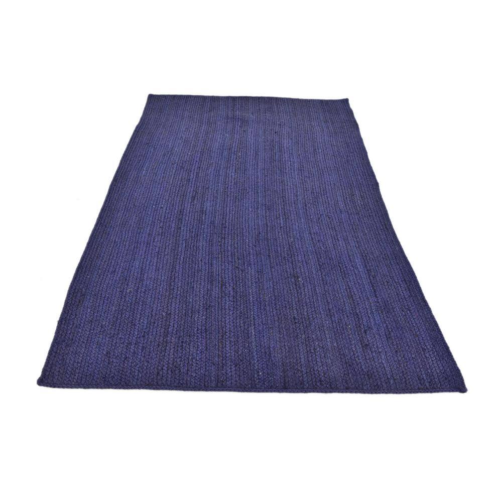 Handmade Navy Blue Braided Jute 5'x8' Indoor Rug