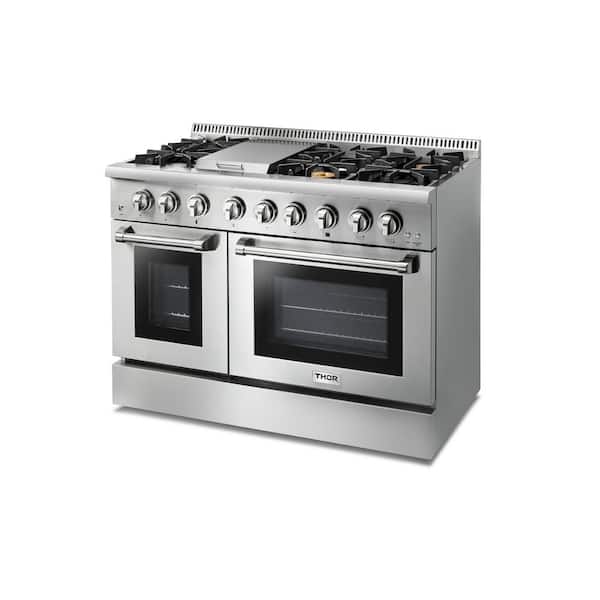 Thor Kitchen 48 in. Gas Range Top in Stainless Steel with 6 Burners  Including Power Burners and Griddle HRT4806U - The Home Depot