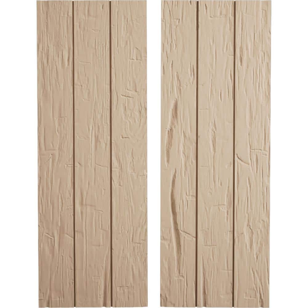 16.5 in. x 66 in. Timberthane Polyurethane 3-Board Joined Board-n-Batten Hand Hewn Faux Wood Shutters, No Batten Pair price history on PriceWatchPro