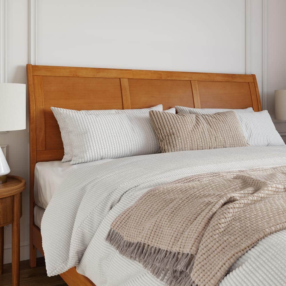 Portland King Light Toffee Wood Platform Bed with Storage Drawers