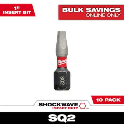 Milwaukee SHOCKWAVE Impact Duty 1 in. Square #2 Alloy Steel Insert Bit (10-Pack)