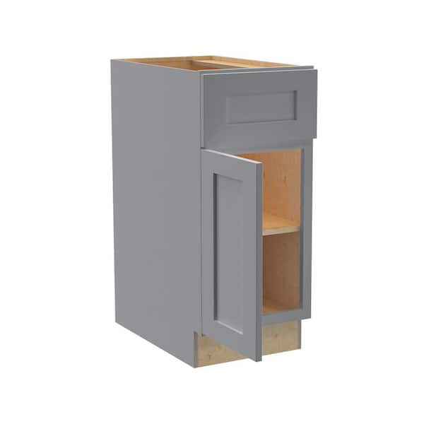 Home Decorators Collection Newport 12 in. W x 21 in. D x 34.5 in. H Assembled Plywood Base Bath Cabinet in Pearl Gray with Soft Close LH