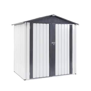 6 ft. W x 4 ft. D Outdoor Gray White Metal Storage Shed with Rainproof Hinge Door (24 sq. ft.)