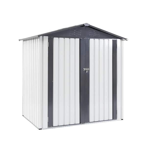6 ft. W x 4 ft. D Outdoor Gray White Metal Storage Shed with Rainproof Hinge Door (24 sq. ft.)