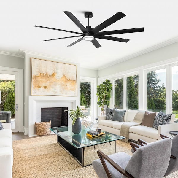 72 in. Indoor Integrated LED Matte Black Smart Ceiling Fan with Light and Remote Control, Works with Alexa/Google