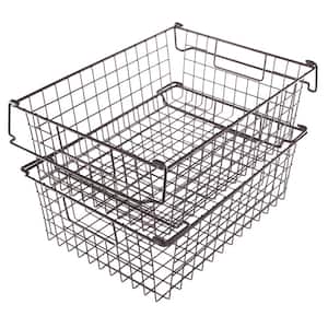 Set of 2 Storage Bins - Basket Set for Toy, Kitchen, Closet, and Bathroom Storage - Organizers with Handles (Brown)