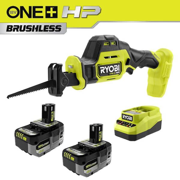 ONE+ HP 18V Brushless Cordless Compact Reciprocating Saw Kit with (2) 4.0 Ah HIGH PERFORMANCE Batteries and Charger