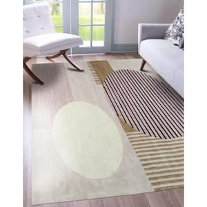 Pink Hand-Tufted Wool Contemporary Modern Rug, 6' x 9', Area Rug