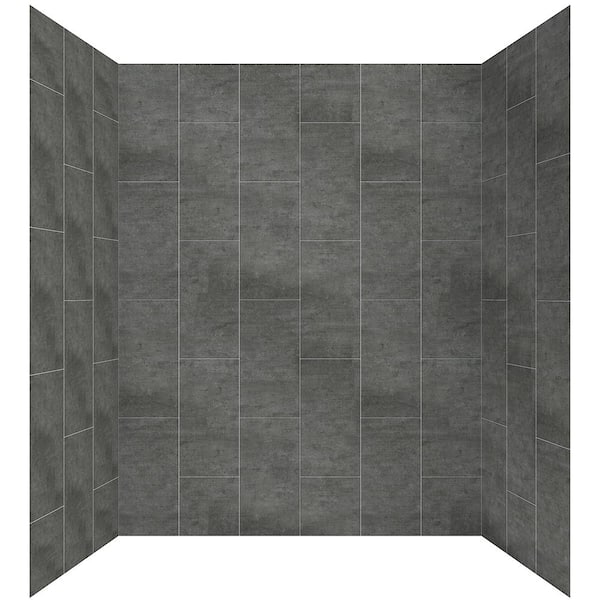 JETCOAT 60 in. L x 32 in. W x78 in. H 5-Piece Glue Up Alcove Shower Surround in Slate