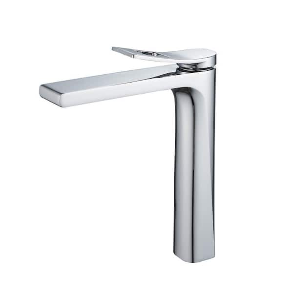 FURUISI Single Handle Single Hole Bathroom Faucet with Supply Lines and Spot Resistant in Chrome