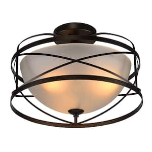Bertrand 3-Light Black Flushmount with Frosted Glass Shade