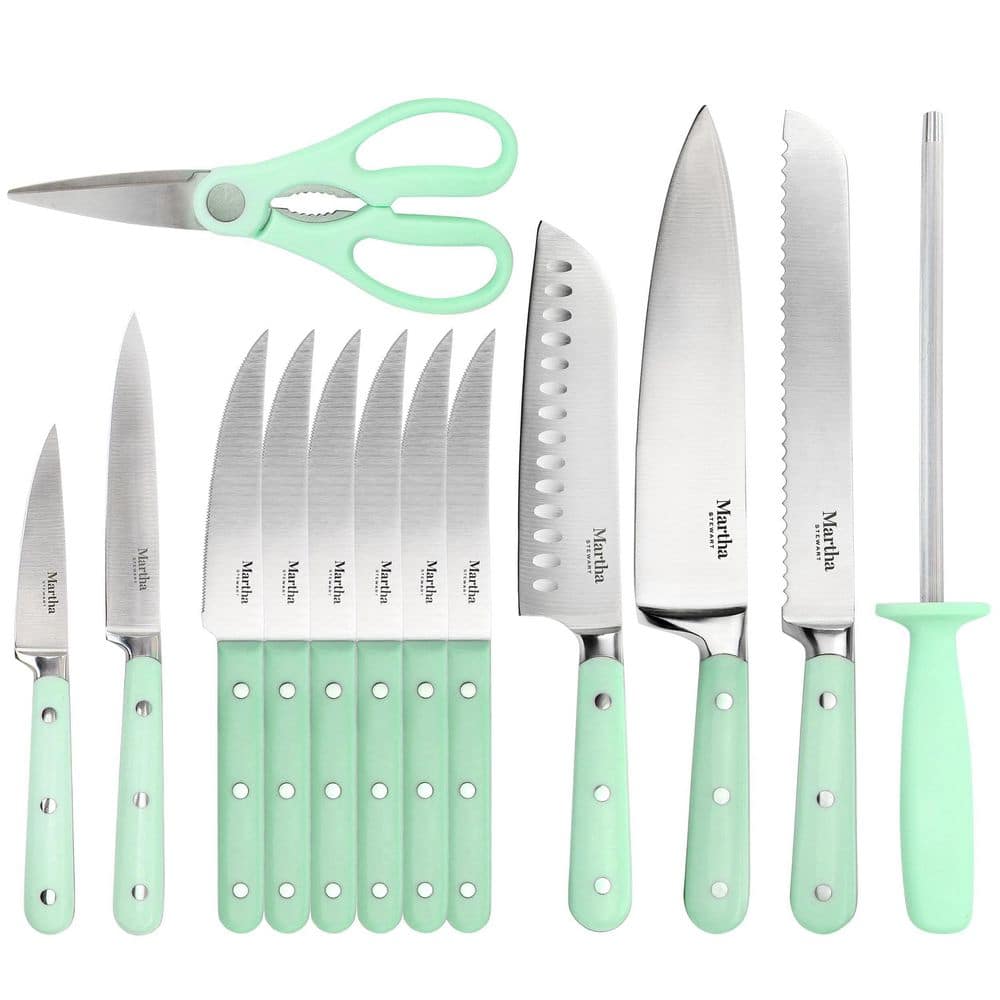 14-Piece Stainless Steel Knife Set with Ash Wood Block