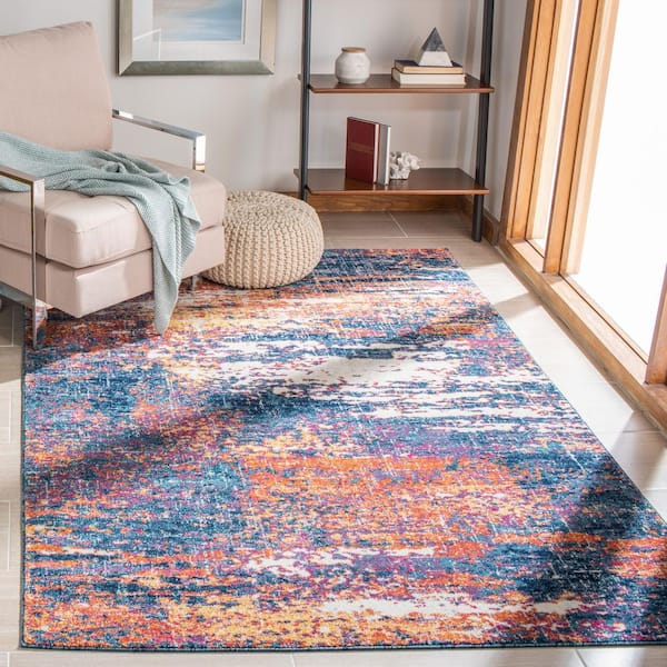 Evoke Navy/Orange 4 ft. x 6 ft. Solid Area Rug