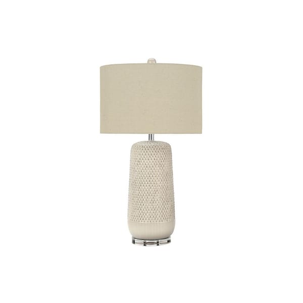 Contemporary 31 in. H Table Lamp with Beige Shade Task and Reading Cream Ceramic