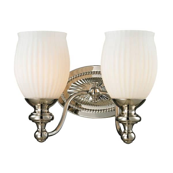 Titan Lighting Kensall Green 2-Light Polished Nickel Bath Light