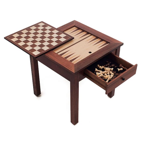 Trademark Games Deluxe Wooden 3-in-1 Chess and Backgammon Table