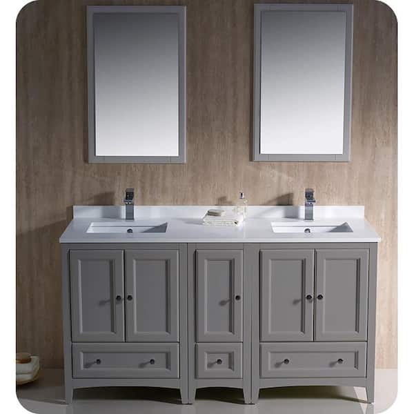 Fresca Oxford 60 in. W Traditional Double Bath Vanity Cabinet Only in Gray