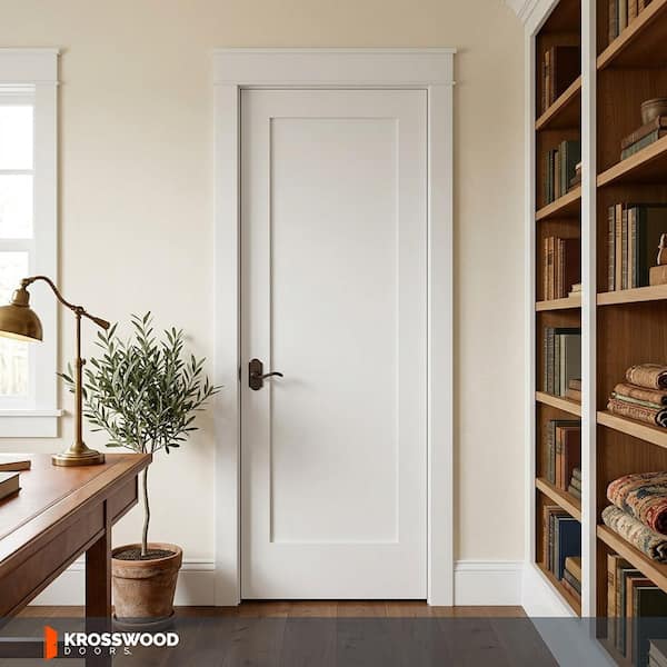 Krosswood Doors 30 in. x 80 in. Shaker 1-Panel Primed Solid Core