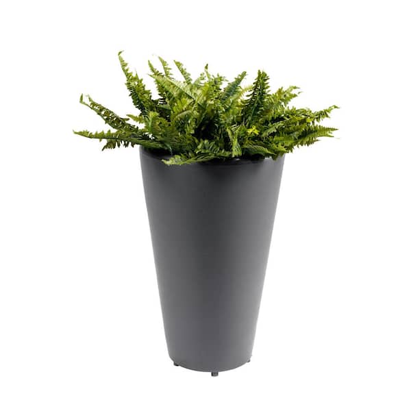 Sienna 20 in. Dia x 30 in. 8.34 qt. Made from 100% Recycled Resin Material Indoor/Outdoor Planter - Graphite
