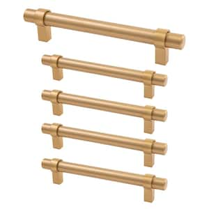 Emery 5 1/16 in. (128 mm) Center-to-Center, Satin Gold Bar Pull, 5-Pack