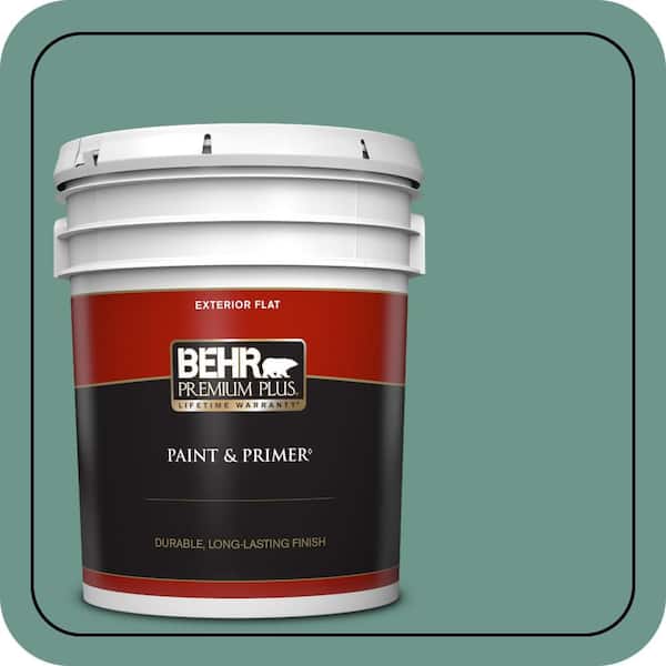 BEHR PREMIUM PLUS 5 gal. #M440-5 Lunar Tide Flat Exterior Paint & Primer