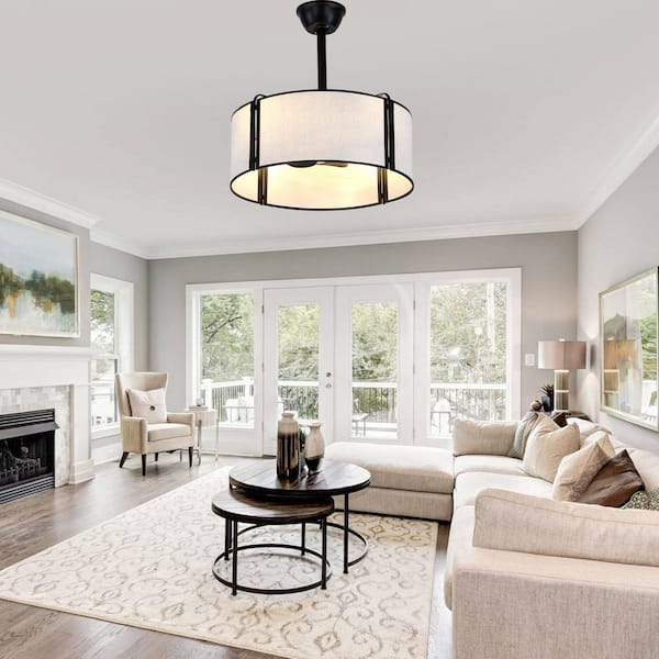 20 in. Indoor DC Motor LED Reversible Black Ceiling Fan with Dimmable Light and Remote, 6 Speed Fan Lighting