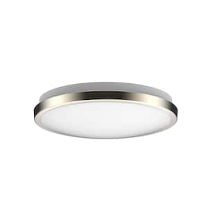 10 in. Modern Ring Brushed Nickel LED Flush Mount Ceiling Light Fixture 3000K Soft White For Kitchen or Bedroom
