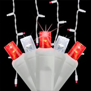 SoftTwinkle 7 ft. 70-Light LED Red and Cool White Icicle Light Set