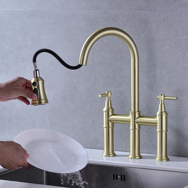 Single Handle Kitchen Faucet,Antique Copper One Hole Pull Out Pull Down  Widespread Brass Faucet Body with Cold Hot Mixer Hoses