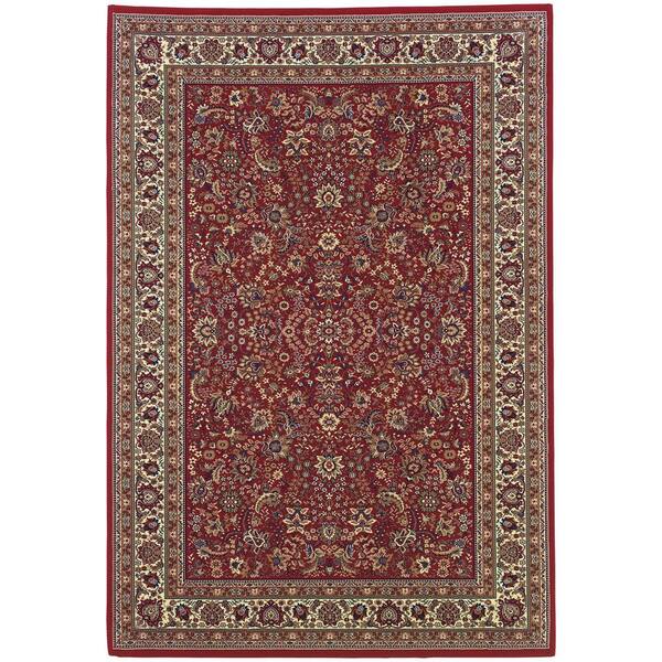 4 ft. x 6 ft. Brick Red, Gray Medallion Washable Area Rug