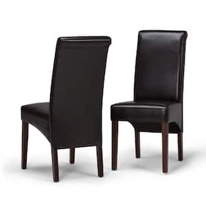 Transitional Deluxe Tufted Parson Chair, Leather Parson Dining Chair