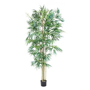 The Mod Greenhouse 84 in. Artificial Real Touch Bamboo Tree in Black Matte Planter's Pot