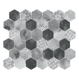 Concret Gray Hexagon 11.7x10.2in. Mosaic Backsplash. Recycled Glass Cement Looks Floor And Wall Tile (8.33 sq. ft./Box)
