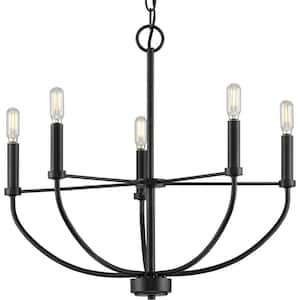 Leyden 5-Light Matte Black Farmhouse Chandelier Light