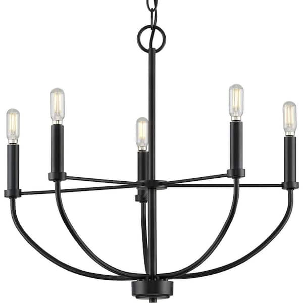Leyden 5-Light Matte Black Farmhouse Chandelier Light