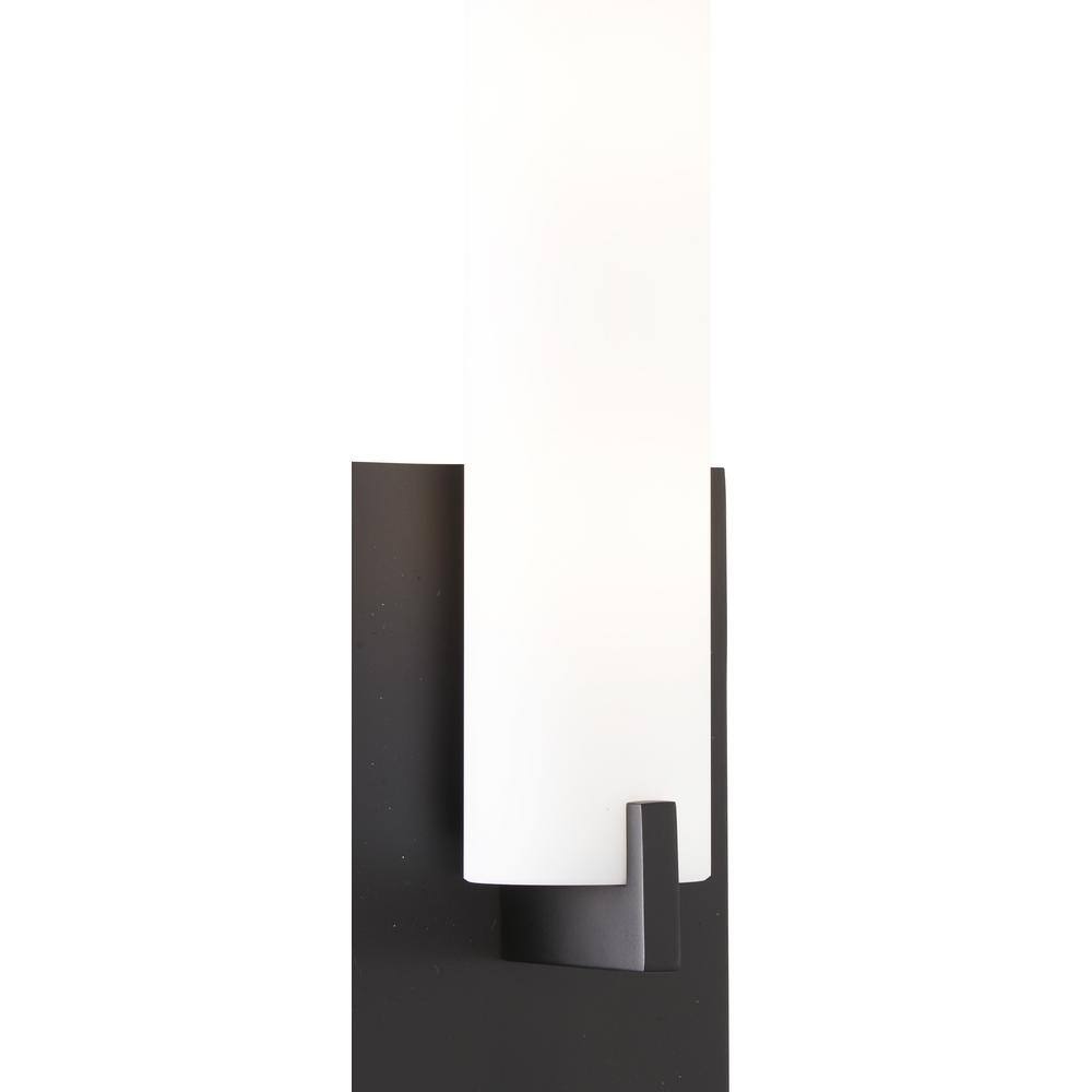 Coal Black Etched Opal Glass Cylinder Sconce