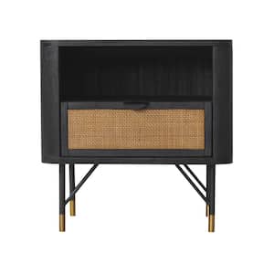 Saratoga 1-Drawer Black Nightstand 22 in. H x 16 in. W x 22 in. D