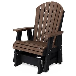 Heritage 1-Person Tudor Brown and Black Plastic Outdoor Glider