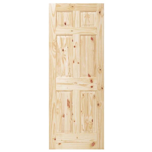 Steves & Sons 30 in. x 80 in. 6-Panel Unfinished Knotty Pine Interior Door Slab