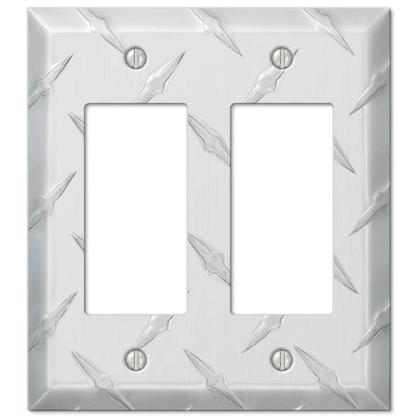 AMERELLE Diamond Plate 2 Gang Rocker Aluminum Wall Plate - Aluminum