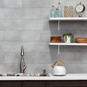 22.8 in. L x 7.31 in. W Frost Nickel Waterproof Adhesive No Grout Vinyl Wall Tile (11 sq. ft./Case)
