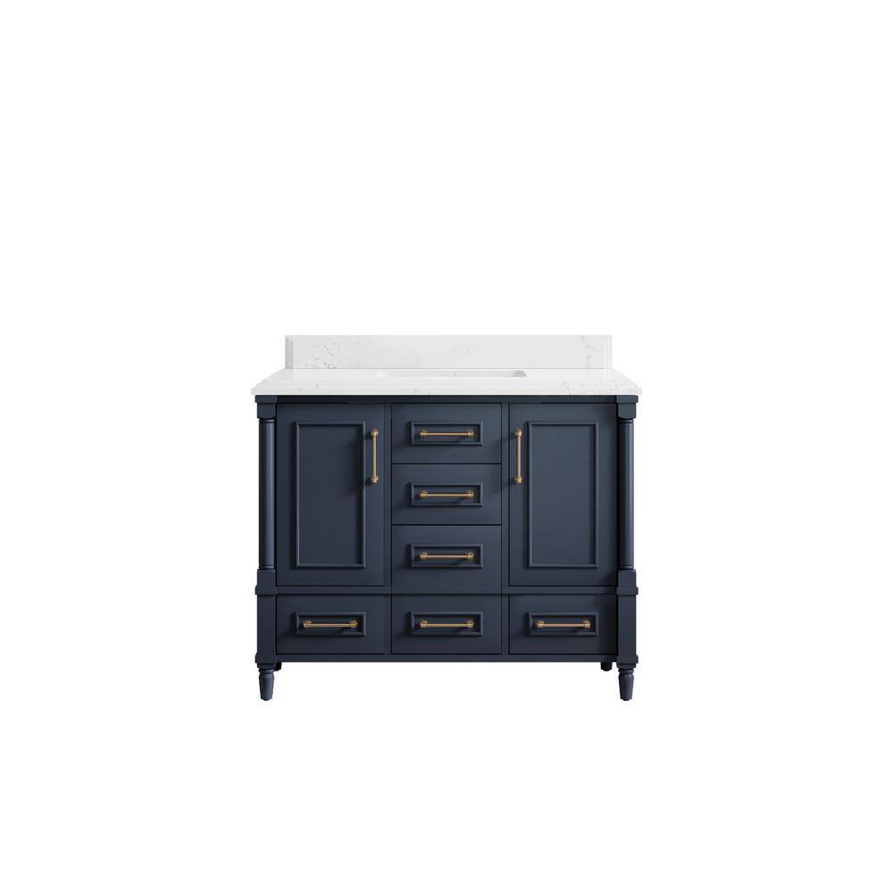 Hudson 42 in. W x 22 in. D x 36 in. H Bath Vanity in Navy Blue with Cove Edge Empira Quartz Top price history on PriceWatchPro