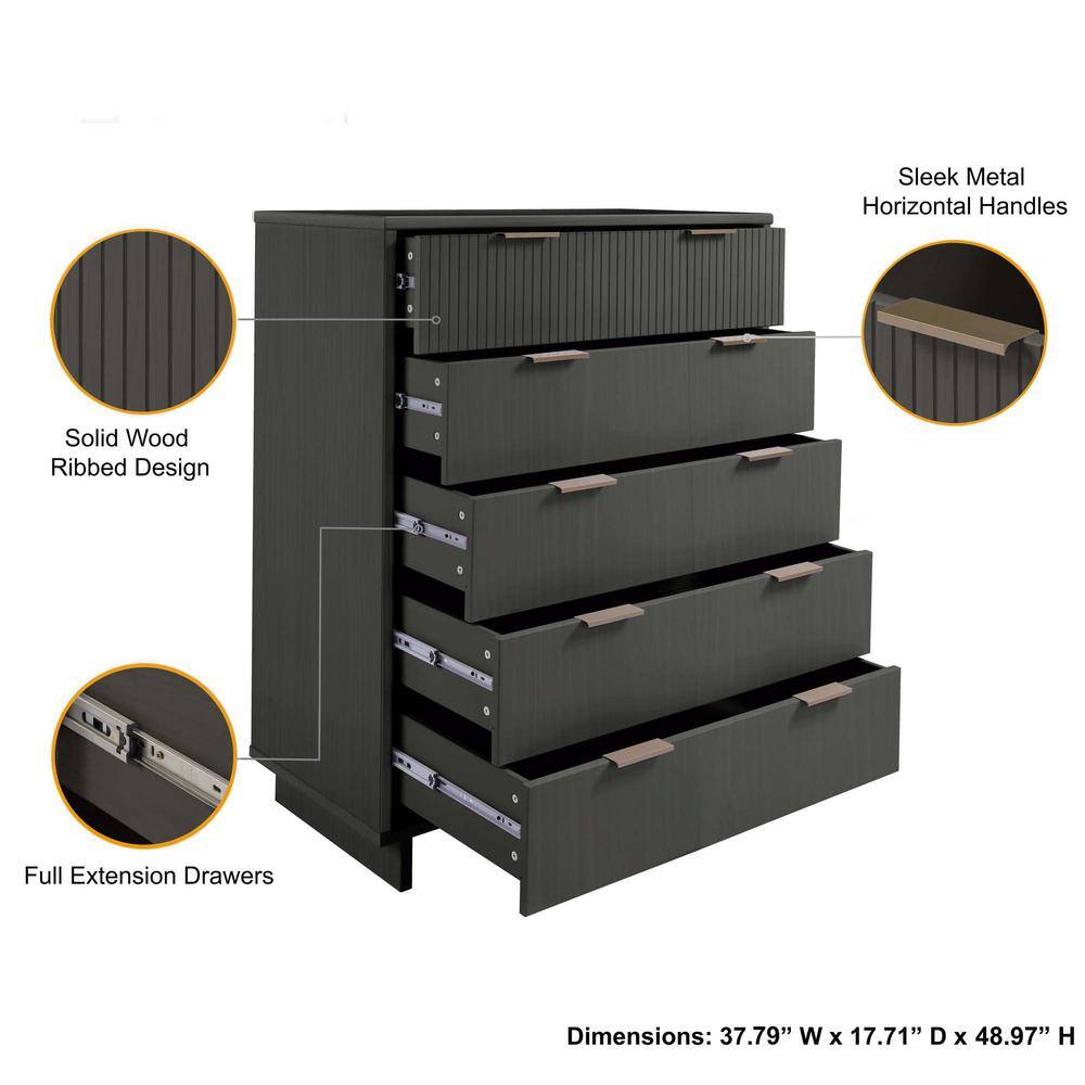 Granville Dark Grey Pinewood Vertical Dresser Set