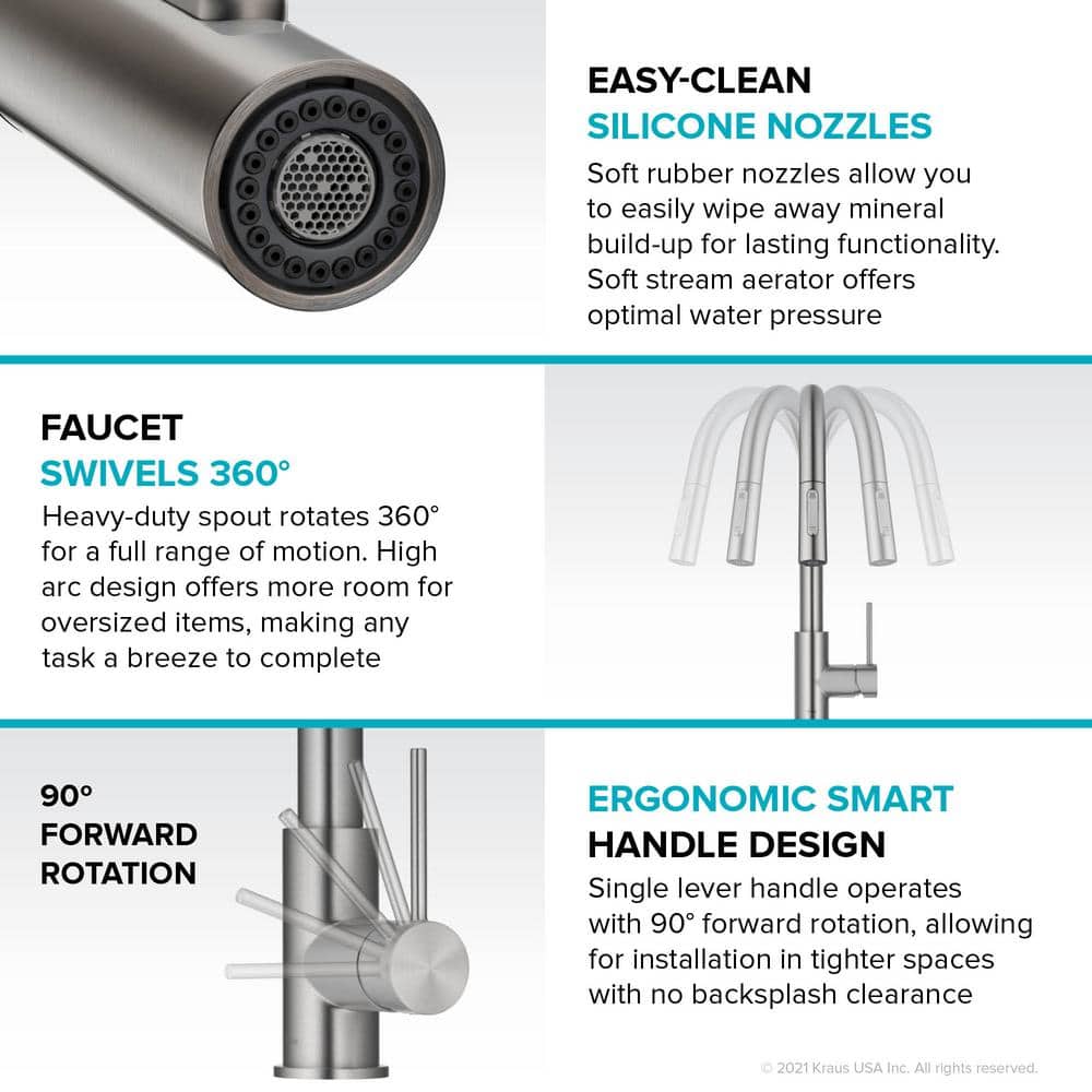 Chrome Contemporary Pull-Down Single Handle Kitchen Faucet